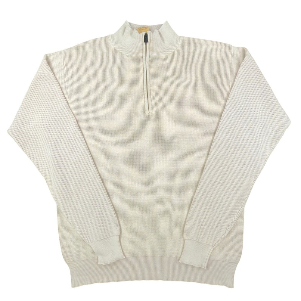 F/X Fusion Quarter Zip Sweater Mens Medium Putty Cotton Sandwash NWT C692